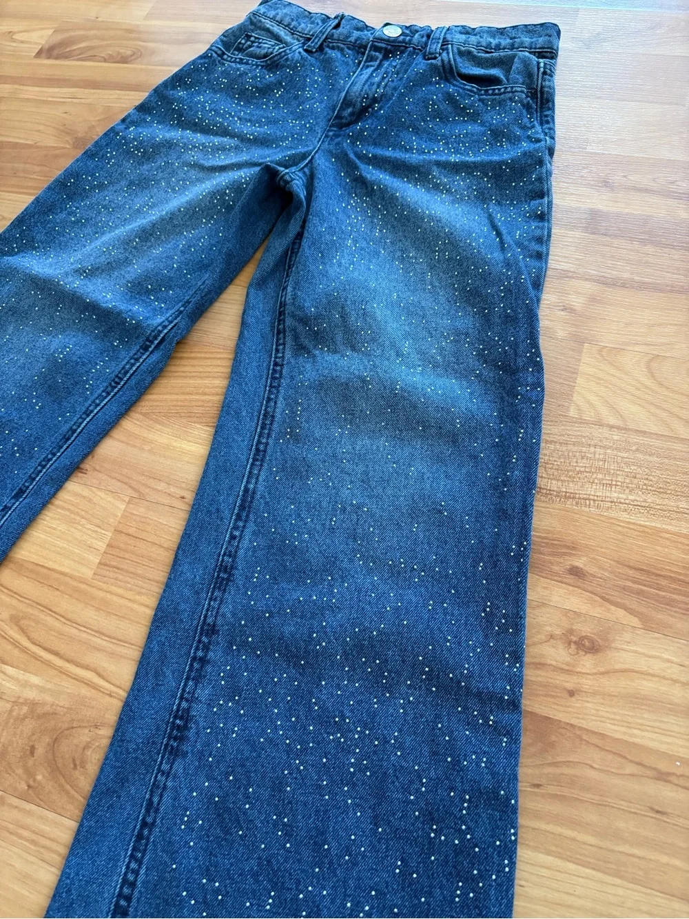 Justice Girls Blue wide Leg Jeans with White Speckle 8